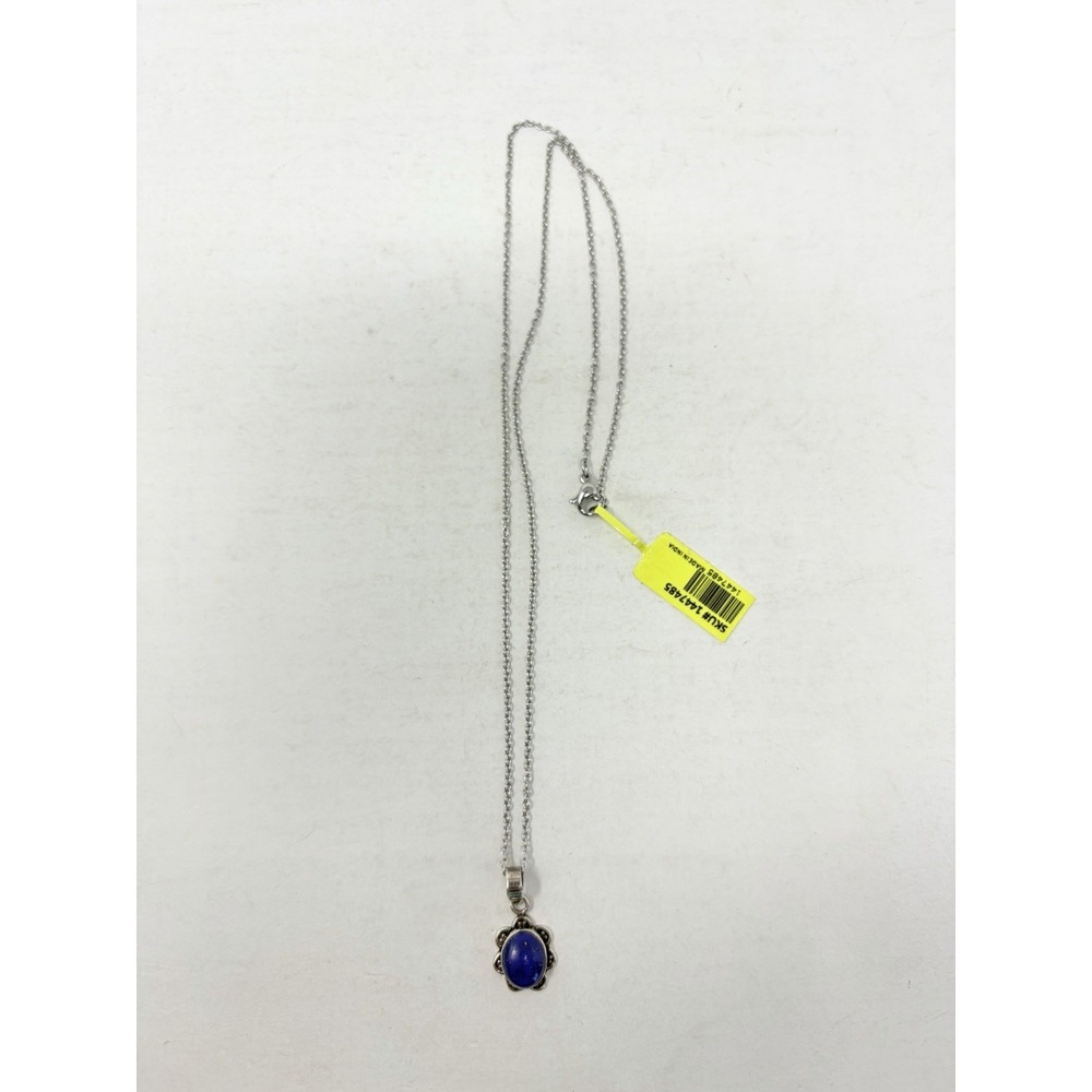 Shop LC Sterling Silver Artisan Crafted Lapis Lazuli Oval Pendant & Chain 5525